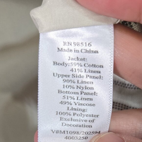 Coldwater Creek Linen Blend Cream Button Stripe Accent Blazer Preppy - Picture 9 of 9